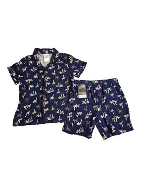 Oeko Tex Navy Palm-Print Short  Set for Kids